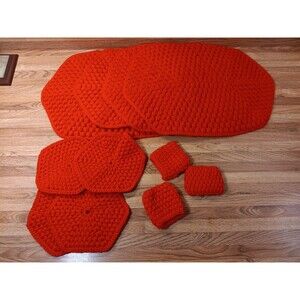Red Handmade Crocheted Dining Set